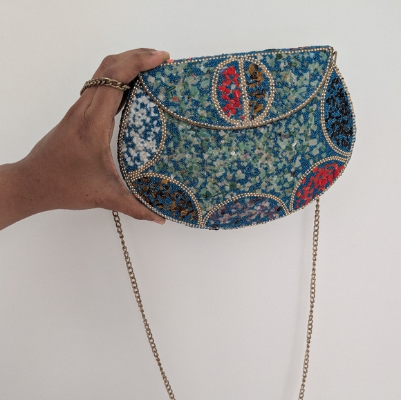 Elegant Beaded Women's Metal Bag - Picture 1 of 9